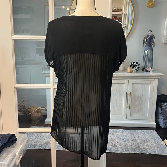 Coco & Tashi Sequins Pocket Sheer Back Black Shirt L - Picture 6 of 9
